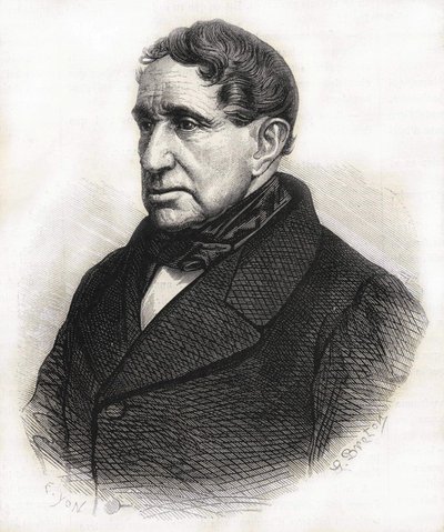 Portrett av Achille Léonce Victor Charles de Broglie (1785 - 1870), hertugen av Broglie. Gravering av 1800-tallet. av Unknown artist