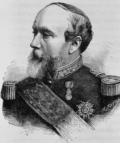 Portrett av admiral Pothuau (1815-1882). Gravering av slutten av 1800-tallet i "Histoire de France"" av H. Martin. av Unknown artist