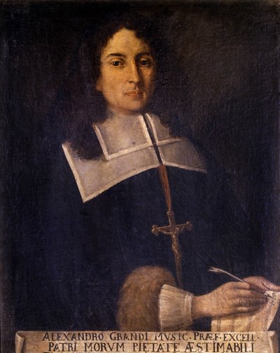 Portrett av Alessandro Grandi (1577-1630) italiensk komponist. av Unknown artist