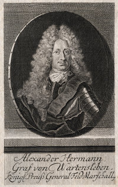 Portrett av Alexander Hermann Graf von Wartensleben (1650-1734) offiser i hærene til forskjellige tyske stater - gravering av Unknown artist