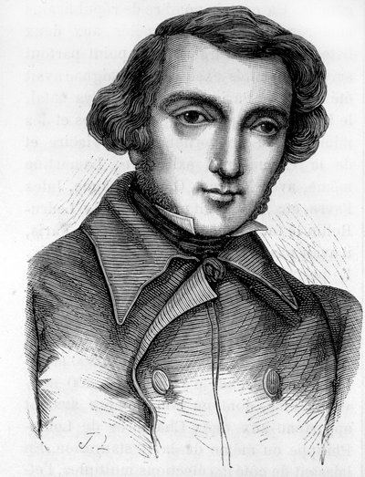 Portrett av Alexis de Tocqueville (1805 - 1859), fransk historiker og politiker. Gravering 1800-tallet. av Unknown artist