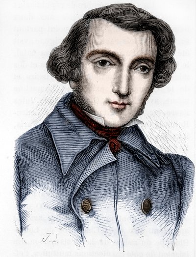 Portrett av Alexis de Tocqueville (1805 - 1859), fransk historiker og politiker. Gravering 1800-tallet. av Unknown artist