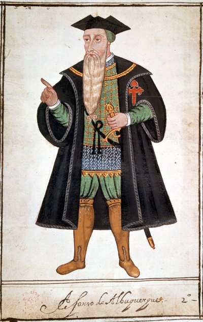 Portrett av Alphonse (Alfonso eller Afonso) av Albuquerque (1453 - 1515). Manuskript av Pedro Varretto de Resenda. Det 16. århundre. av Unknown artist
