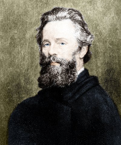 Portrett av den amerikanske poeten og romanforfatteren Herman Melville (1819-1891). av Unknown artist