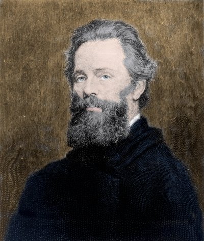 Portrett av den amerikanske poeten og romanforfatteren Herman Melville (1819-1891). av Unknown artist