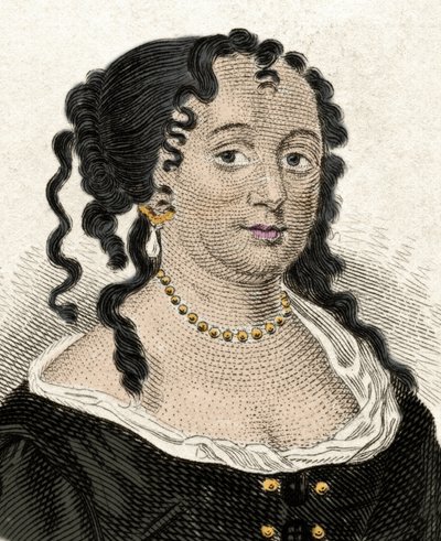 Portrett av Anne Hyde (1637-1671), hertuginne av York og første kone til James II av England. Gravering av 1800-tallet. av Unknown artist