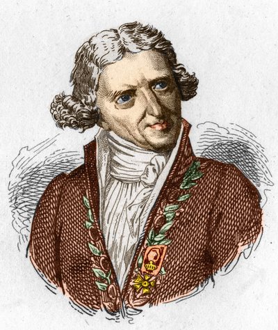 Portrait of Antoine Augustin Parmentier (1737 - 1813), French military pharmacist and agronomist. Engraving from 1845. av Unknown artist