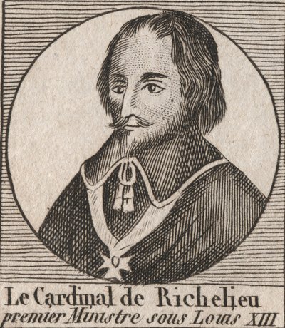 Portrait of Armand Jean du Plessis de Richelieu (1585-1642), Cardinal Duke of Richelieu, Principal Minister of King Louis XIII - Cardinal Richelieu, Chief Minister of the King Louis XIII from 1624 to 1642 - engraving from “Instruction sur l