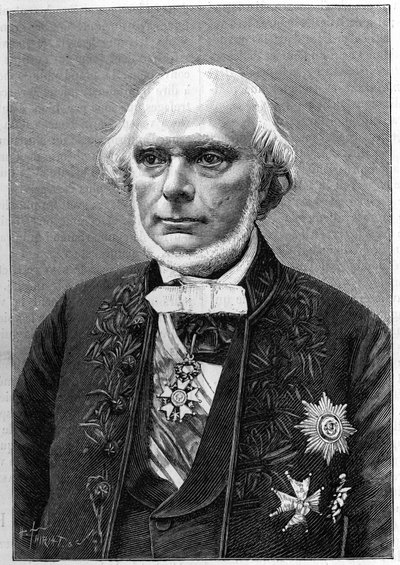 Portrait of Armand de Quatrefages de Breau (1810-1892), French naturalist and anthropologist. (From a photograph by Charles Gallot). Engraving in “” La Nature: revue des sciences et de leurs applications aux arts et a l