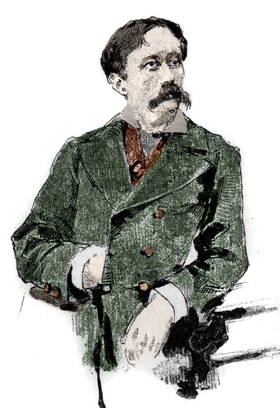 Portrait of Arrigo (or Enrico) Boito (1842-1918), Italian librettist, author of the libretto of “Otello” (Othello) by Giuseppe Verdi. Engraving in “” Le monde illustrious”” av Unknown artist