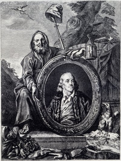 Portrait of Benjamin Franklin (1706 - 1790), American politician, memorialist, pamphletarian, and physicist av Unknown artist