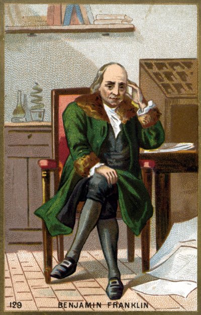 Portrait of Benjamin Franklin (1706 - 1790). Chromolithography of the late 19th century. av Unknown artist