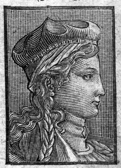 Portrett av Brunehaut (eller Brunehilde) (ca. 534 til 613) kone til Sigebert I. av Unknown artist