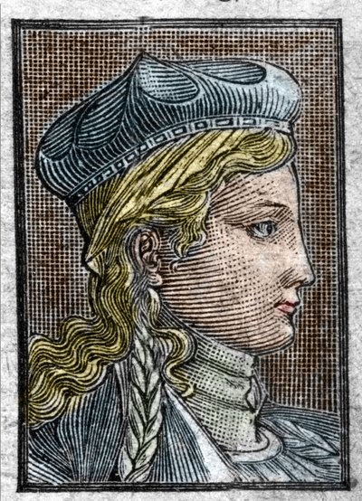 Portrett av Brunehaut eller Brunehilde (ca. 534 -613) kone til Sigebert I. av Unknown artist