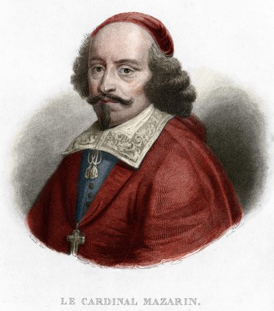 Portrett av kardinal Jules Mazarin (1602-1661) gravering av av Unknown artist