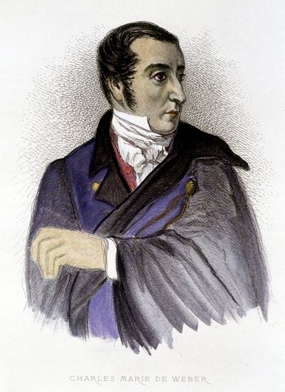 Portrett av Carl Maria von Weber, tysk komponist (1786-1826) - gravering av Unknown artist