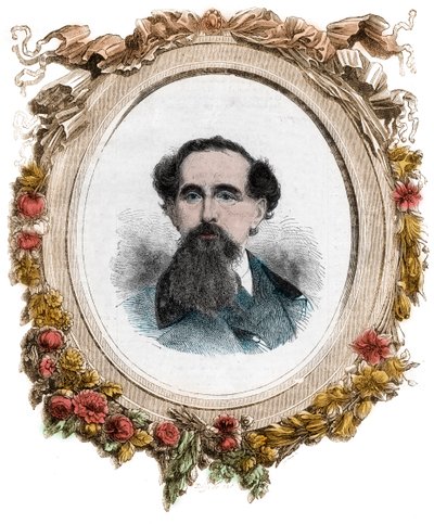 Portrett av Charles Dickens (1812-1870) engelsk romanforfatter, gravering av Unknown artist