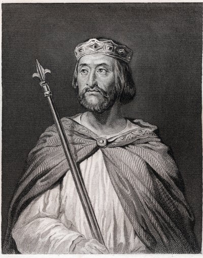 Portrett av Charles III dit le Simple (879 - 929), konge av Frankrike (898 - 929) - i "Histoire des Français" av Lavallée, gravering, sd. av Unknown artist