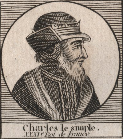 Portrait of Charles III says the Simple (879-929) king of the Francs - CHARLES III (879-929) - Charles the Simple - King of France, 893-923 - engraving from “Instruction sur l
