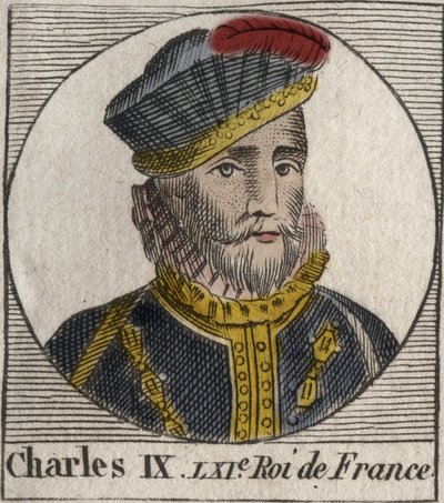 Portrett av Charles IX (1550-1574), konge av Frankrike - Charles IX konge av Frankrike fra 1560 til 1574 - gravering fra "Instruction sur l