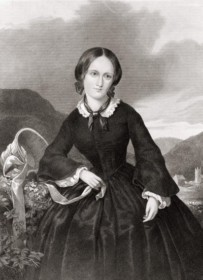 Portrett av Charlotte Bronte (1816 - 1855), poet og romanforfatter. av Unknown artist