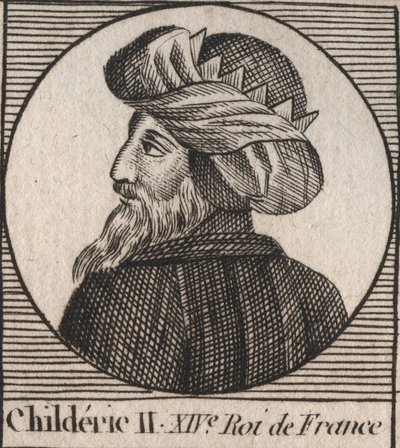 Portrett av Childeric II, kongen av frankene fra 670 til 673 - CHILDERIC II 655-675 Konge merovinger av Frankrike og Austrasia - gravering fra "" Instruction sur l