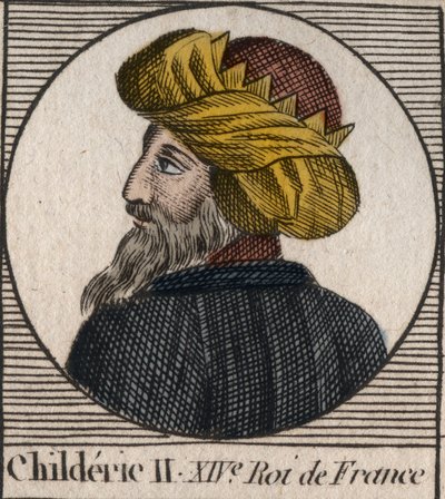 Portrett av Childeric II, kongen av frankene fra 670 til 673 - CHILDERIC II 655-675 Konge merovinger av Frankrike og Austrasia - gravering fra "" Instruction sur l