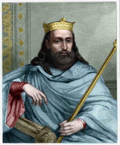 Portrett av Clotaire (Clothaire) I (497 - 561), konge av Neustria og konge av frankene - i "Histoire des Francais"" av Lavallee, gravering, sd. av Unknown artist