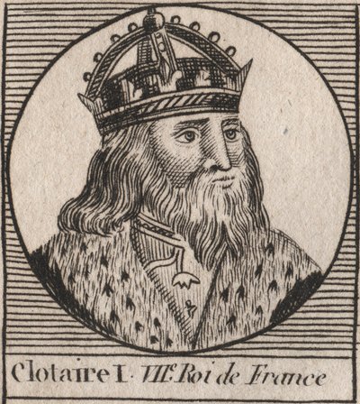 Portrett av Clothaire I (497 - 561), konge av Neustria og konge av frankerne - Clothar I, konge av frankerne - gravering fra "Instruction sur l