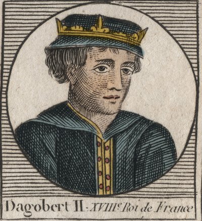 Portrett av Dagobert II, kongen av frankene fra 711 til 716 - Dagobert II (676-679), konge av Austrasia - gravering fra "Instruction sur l