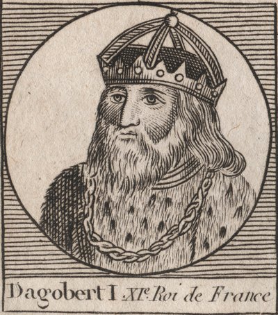 Portrett av Dagobert, kongen av frankene fra 628 til 638 - Dagobert (605-39) Frankenes konge - gravering fra "Instruction sur l