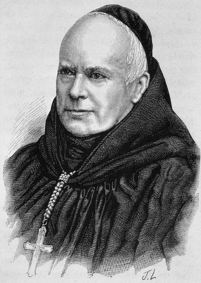 Portrett av Dom Guéranger (1805 - 1875). Gravering av slutten av 1800-tallet i "Histoire de France"" av H. Martin. av Unknown artist