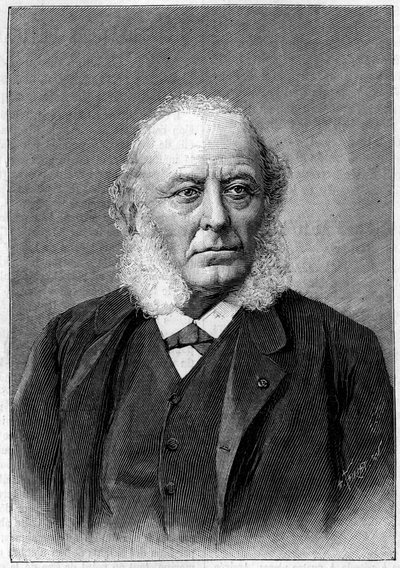 Portrett av Dr. Aristide Verneuil (1823-1895), fransk kirurg, medlem av Vitenskapsakademiet og Medisinakademiet. Gravering i "" La Nature: revue des sciences et de leurs applications aux arts et a l
