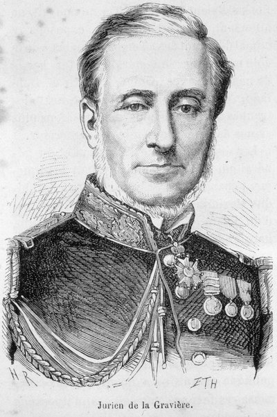 Portrait of Edmond Jurien de La Graviere (1812-1892), French Admiral. av Unknown artist