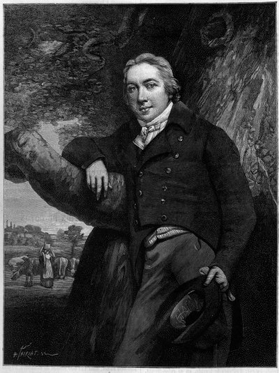 Portrett av Edward Jenner (1749-1823), engelsk lege og naturforsker, oppfinner av koppevaksine. Fra en periodegravering. Gravering i "" La Nature: revue des sciences et de leurs applications aux arts et a l