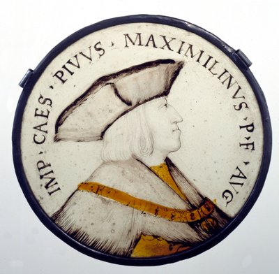 Portrett av keiser Maximilian I av Habsburg (1459-1519). Glassmaleri fra 1500-tallet. Paris, Museum of the Legion d