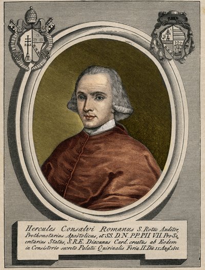 Portrait of Ercole (Hercules) Consalvi (1757-1824), Cardinal Secretary of State of Pius VII. Engraving of the 19th century. av Unknown artist