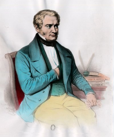 Portrett av Etienne Cabet (1788 - 1856) fransk sosialistisk teoretiker. Gravering fra 1800-tallet. Privat samling. av Unknown artist