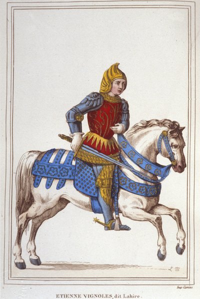 Portrett av Etienne de Vignoles eller Vignolles dit La Hire (Lahire). Fransk krigsmann 1390-1443.gravering av 1830 av Unknown artist