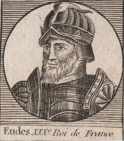 Portrait of Eudes (Odon) (v. 860 - 898), Count of Paris and Troyes, then King of France - EUDES count of Paris elected to French throne after the deposition of Charles the Emperor - engraving from “Instruction sur l
