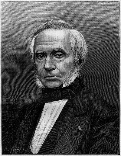 Portrait of Eugene Bourdon (1808-1884), French engineer, inventor of the “manometer Bourdon” to measure pressure. Engraving In “” Nature. Revue des sciences et de ses applications aux arts et à l
