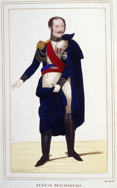 Portrett av Eugene Rose de Beauharnais sa Prins Eugene (1781-1824), general, prins og visekonge av Italia. Gravering fra 1830 av Unknown artist