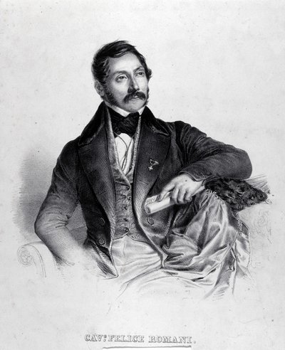 Portrett av Felice Romani, librettist, poet og italiensk kritiker (1788-1865). av Unknown artist