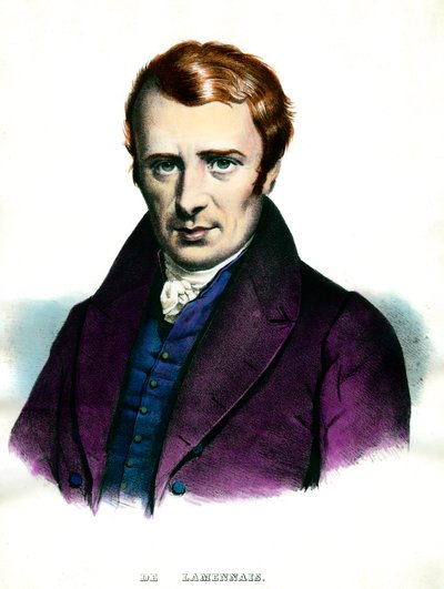 Portrett av Felicite Robert de Lamennais (1782-1854) fransk forfatter. Gravering av privatsamlingen fra 1800-tallet av Unknown artist