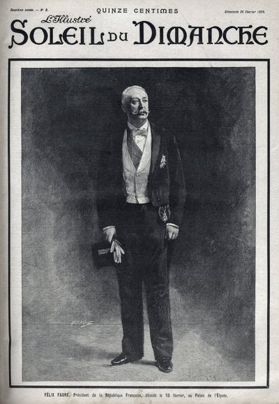 Portrett av Felix Faure (1841-1899), president for Den franske republikk publisert under hans død 16. februar i Palais de l