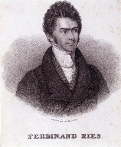 Portrett av Ferdinand Ries (1784 - 1838) tysk komponist og pianist. Gravering fra 1800-tallet. av Unknown artist