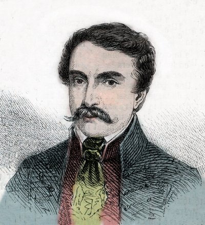Portrett av Ferenc Deak (1803-1876), ungarsk politiker - Gravering fra "The Illustrous World"" av Unknown artist