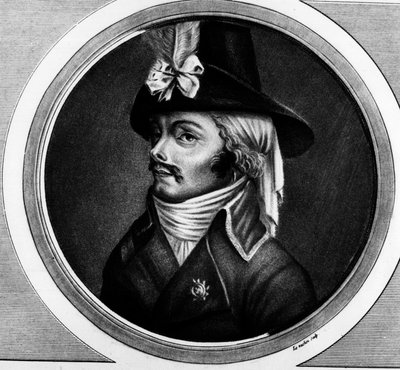 Portrett av Francois Athanase (Francois-Athanase) De Charette de la Contrie (1763 - 1796), solgt. Gravering i "" Komplett samling av historiske malerier fra den franske revolusjonen, i tre bind.""" 1804. av Unknown artist
