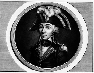 Portrett av Francois Hanriot (1761-1794), fransk revolusjonær - Gravering i ""Komplett samling av historiske malerier fra den franske revolusjonen, i tre bind""" 1804 av Unknown artist