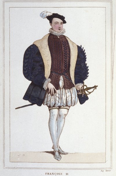 Portrett av Francois II (1544 - 1560), konge av Frankrike gravering fra 1830 av Unknown artist